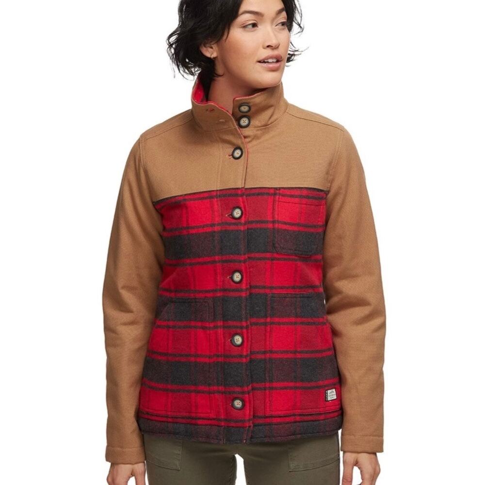 KAVU Women's Highlands Jacket Size S Canvas Plaid Flannel Quilted Lining